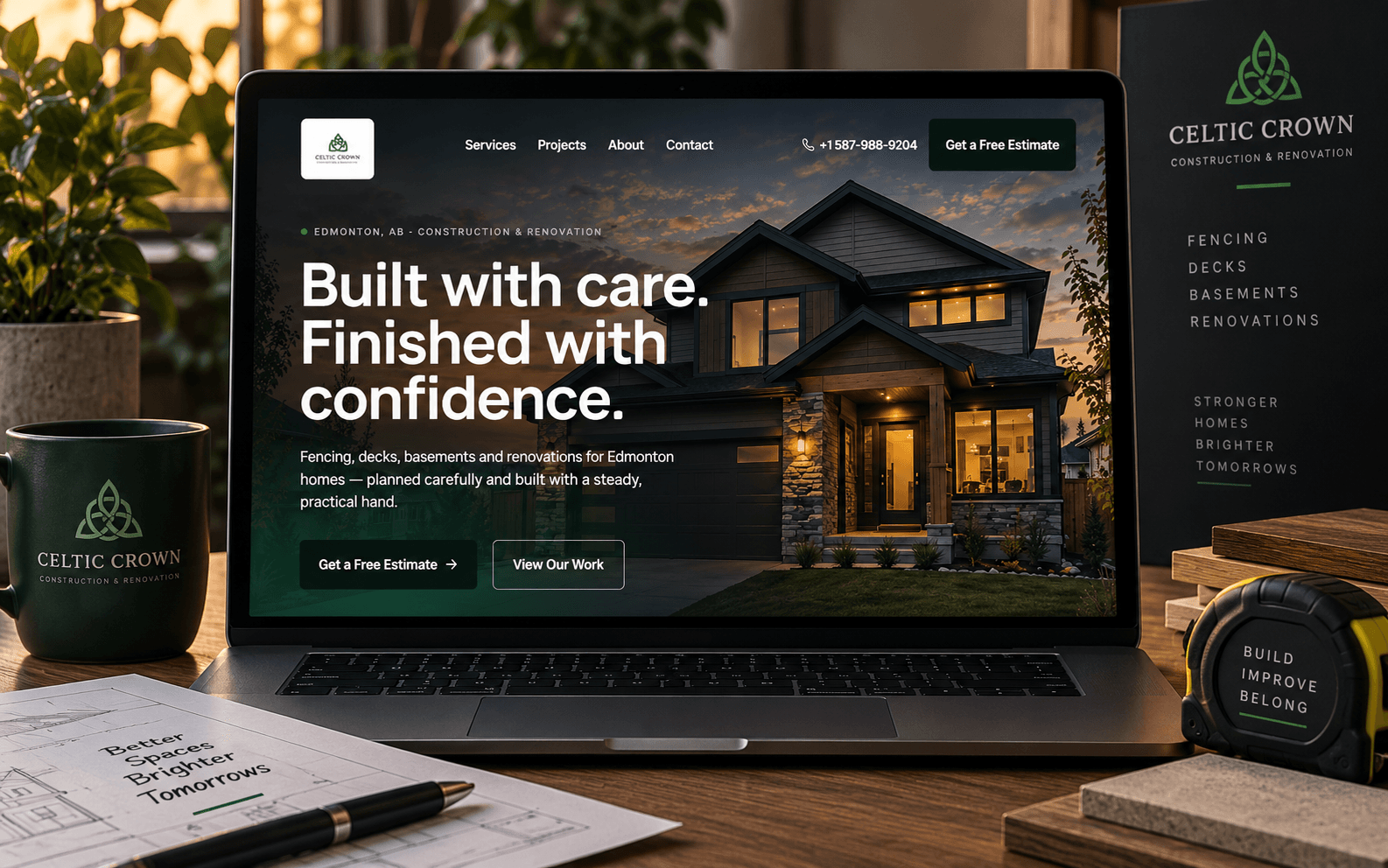 Celtic Crown Construction — Fencing, Decks & Renovations Website screenshot 1
