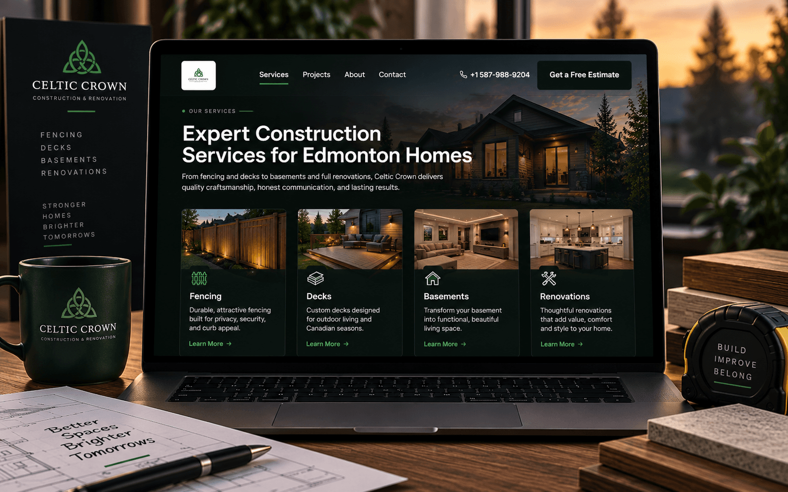 Celtic Crown Construction — Fencing, Decks & Renovations Website screenshot 2