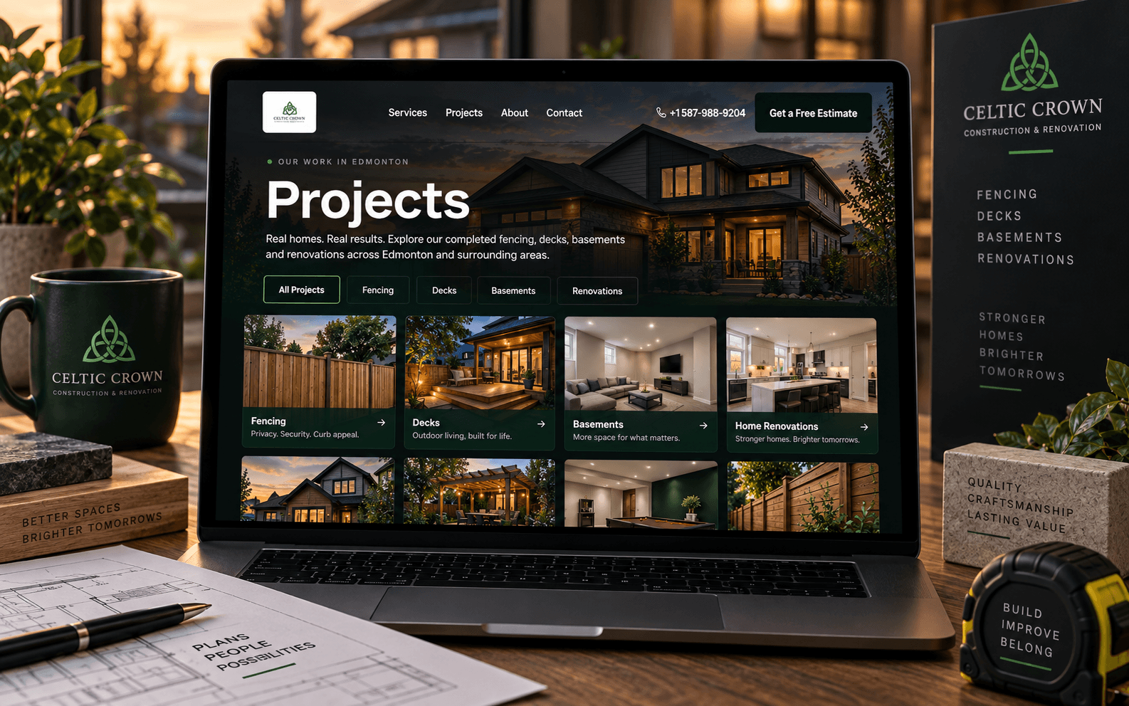Celtic Crown Construction — Fencing, Decks & Renovations Website screenshot 3