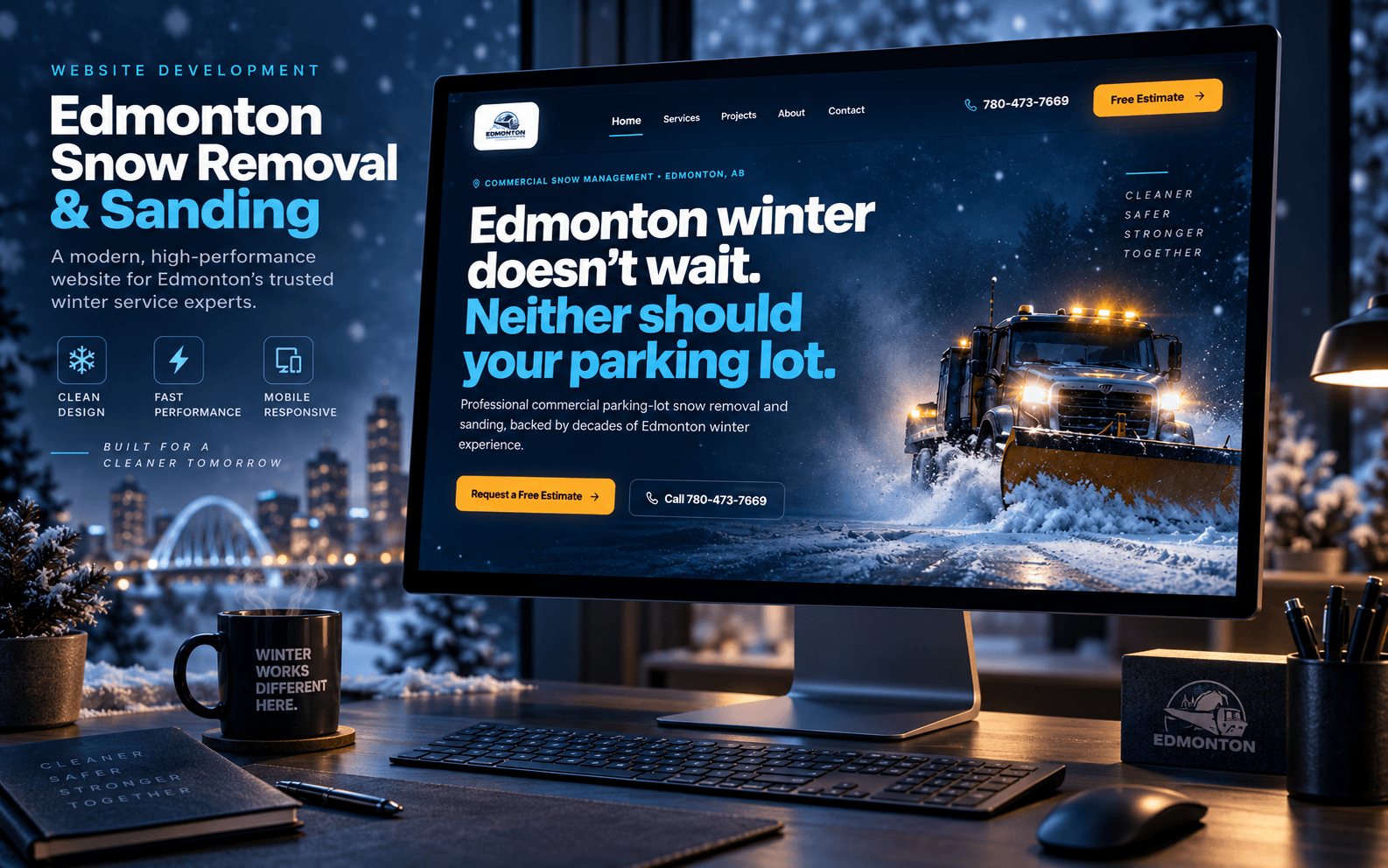 Edmonton Snow Removal & Sanding — Commercial Snow Management Website screenshot 1